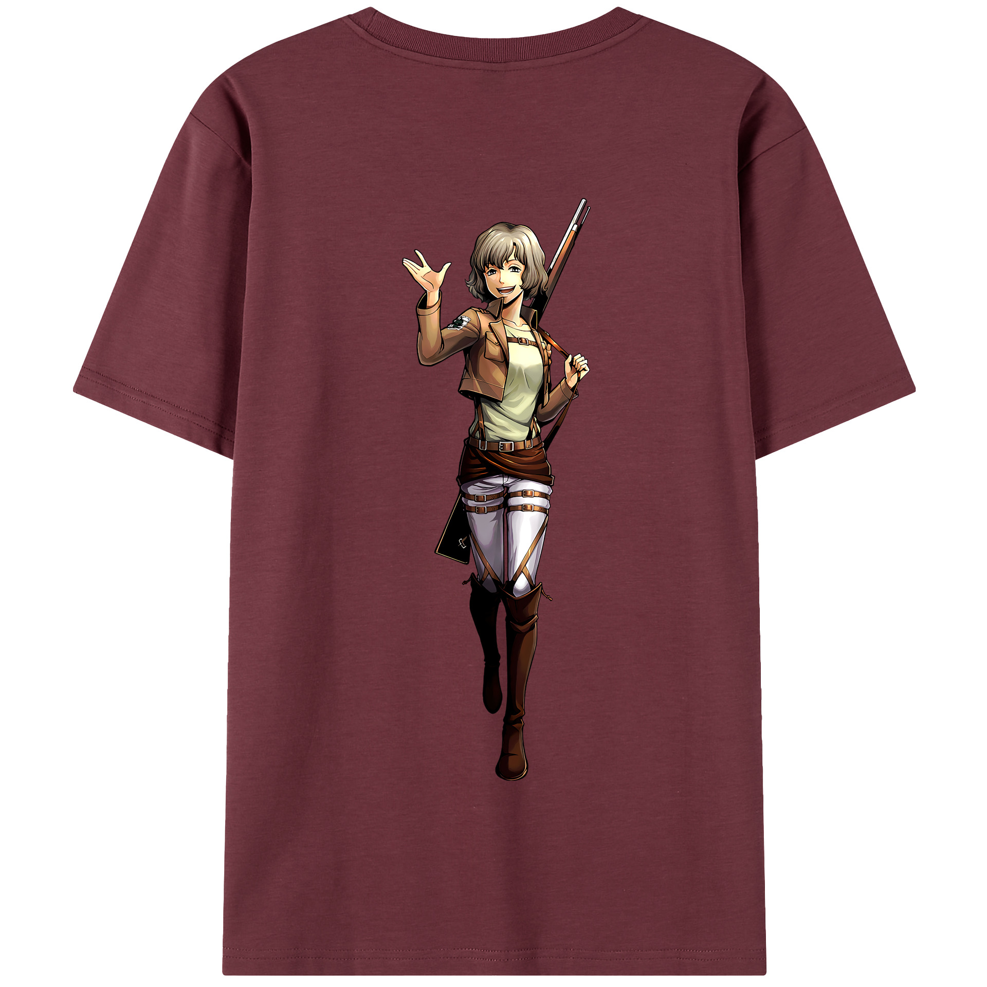 （画像用） 進撃の巨人 ヒツチ Attack on Titan Hitch 綿100％半袖Tシャツ（背面プリント）